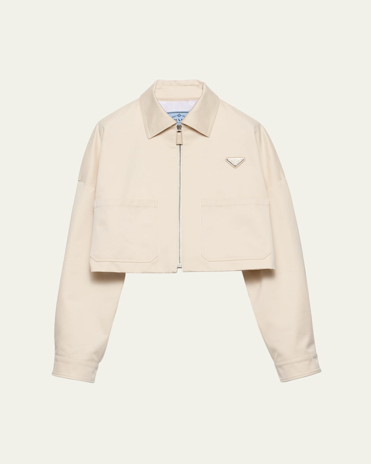 Prada Triangle-logo Jacket In Neutral