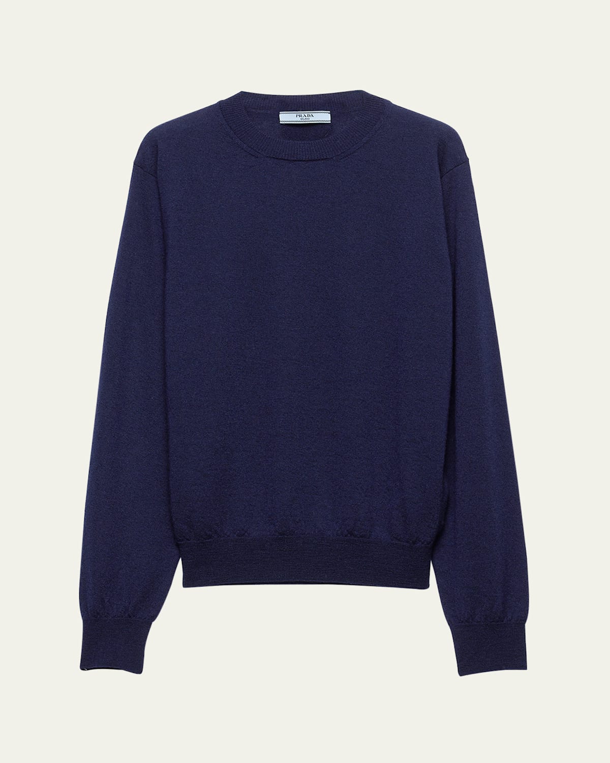 Prada Superfine Cashmere Knit Crewneck Sweater In Blue