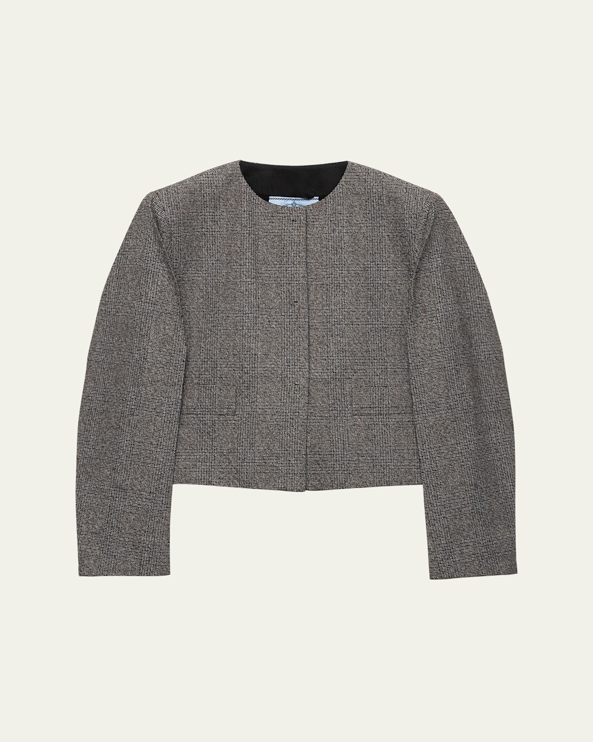 Prada Womens Grey Single-breasted Princes Of Wales Wool-blend Jacket In Gray