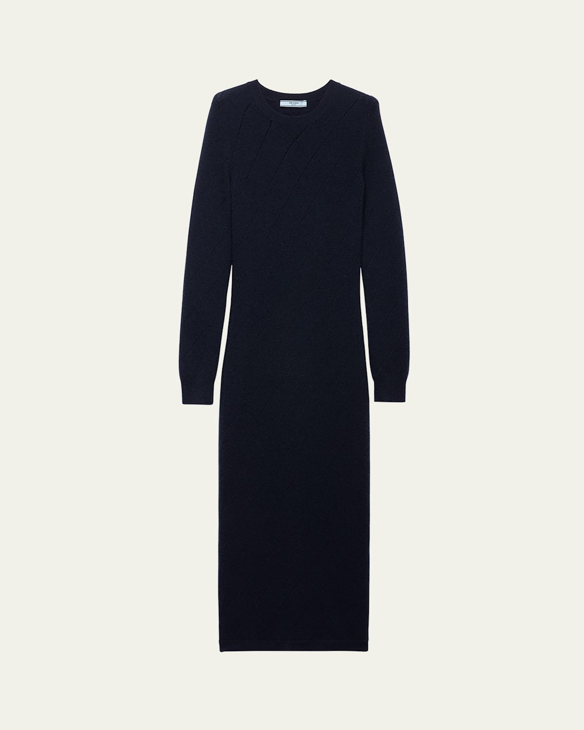 Prada Cashmere Pointelle Knit Long-sleeve Midi Sweater Dress