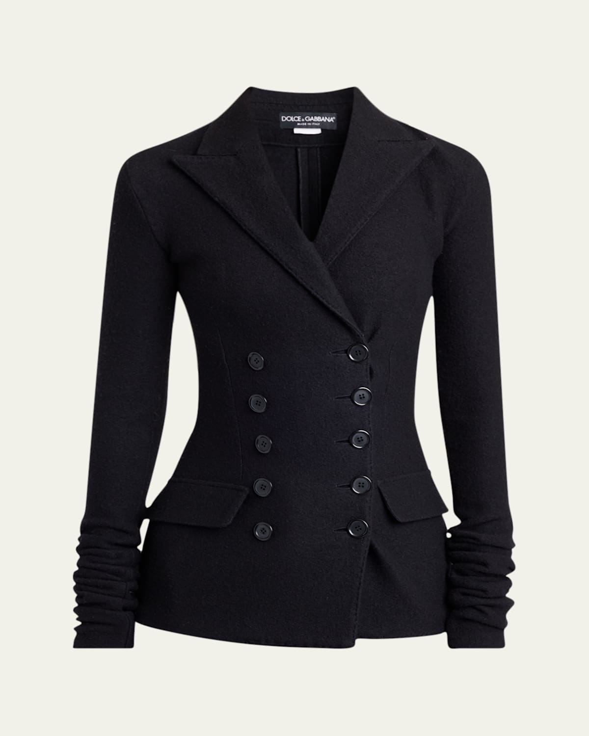 Dolce & Gabbana Fitted Double-breasted Wool Blazer In Black