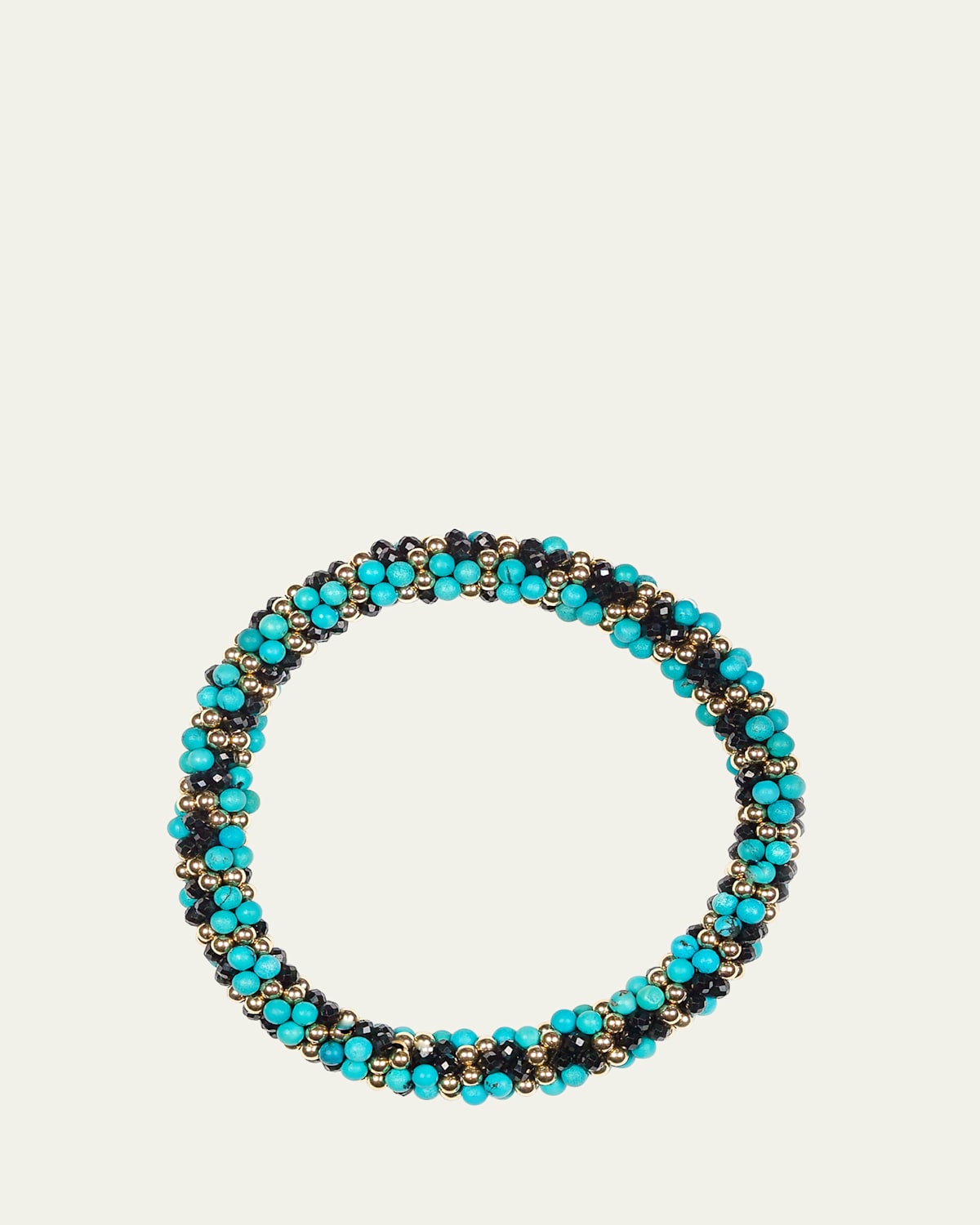 14K Yellow Gold Turquoise and Spinel Bracelet
