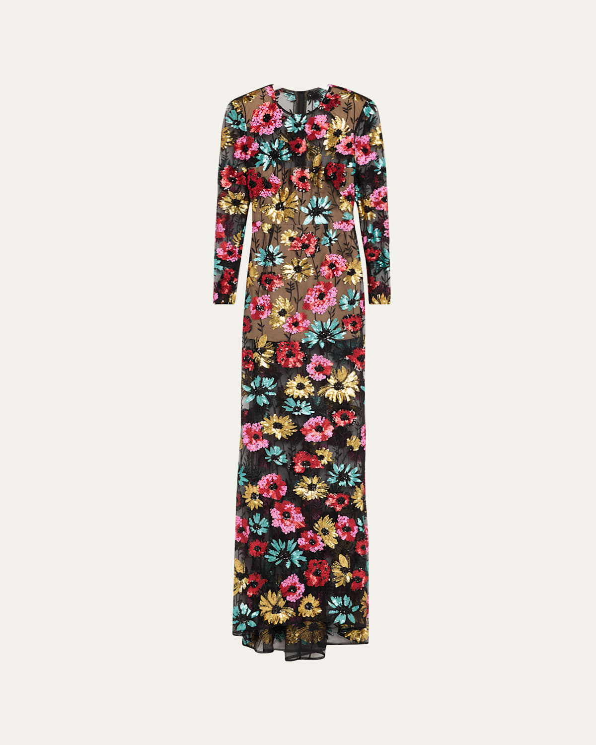 Bronx And Banco Francesca Sequin Embroidered Column Gown In Multi