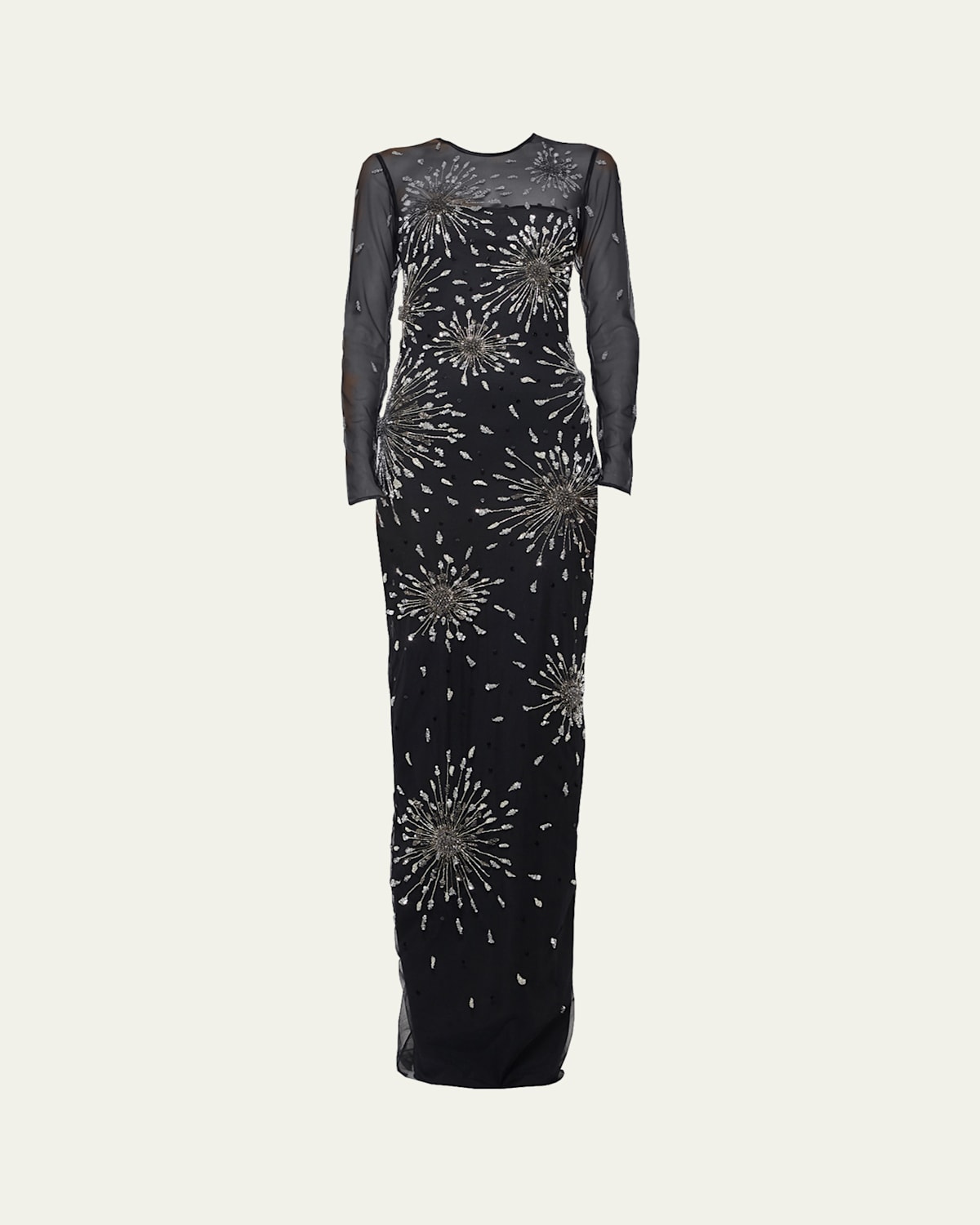 Atelier Prabal Gurung Tonya Beaded Long-sleeve Gown In Multi