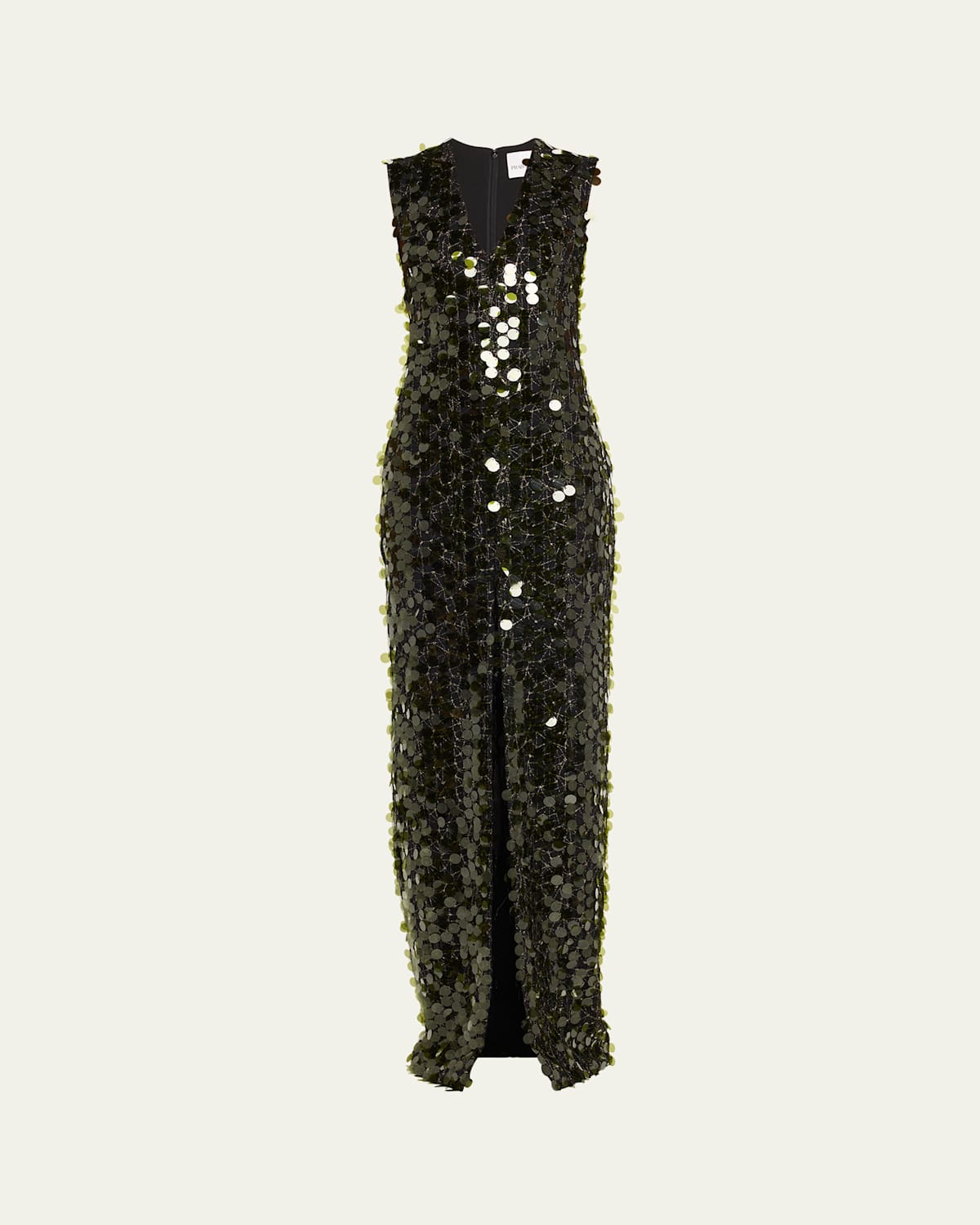 Atelier Prabal Gurung Ava Sequined V-neck Gown In Black