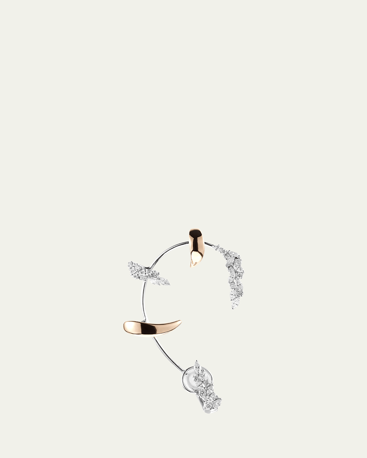 18K Round and Marquise Diamond Full Ear Cuff, Single (Left)