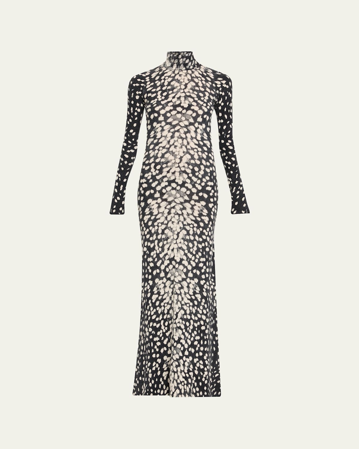 Brandon Maxwell The Camille Hand-printed Long Sleeve Cashmere Turtleneck Sweater Dress In Animal Print