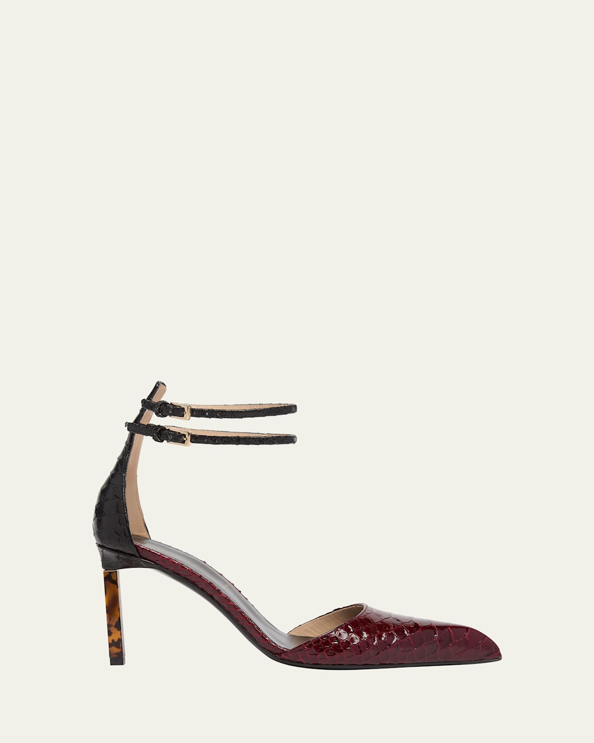 Tom Ford Python-effect Stiletto T-strap Pumps In Red