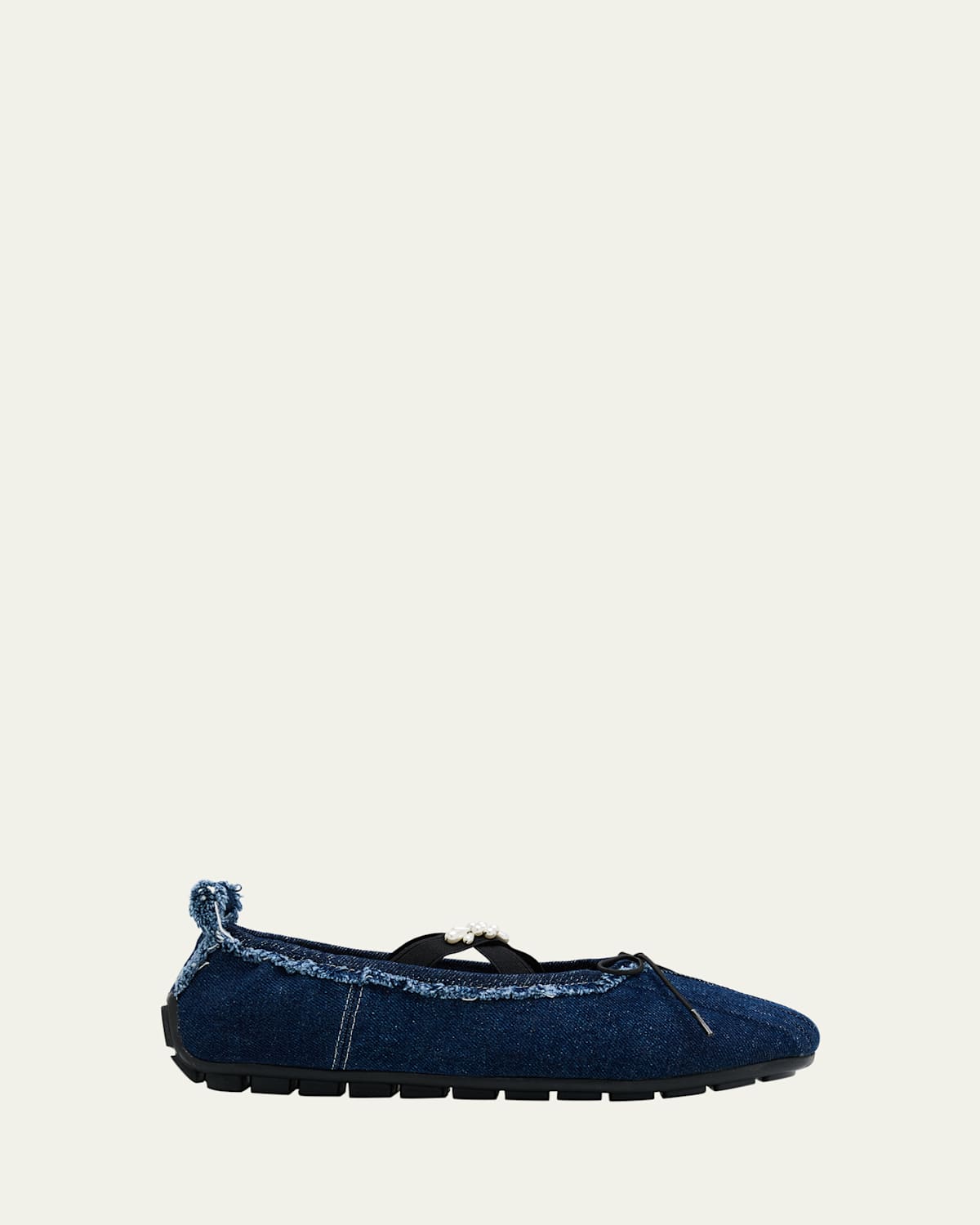 Simone Rocha Embellished Denim Grip Ballerina Flats In Blue