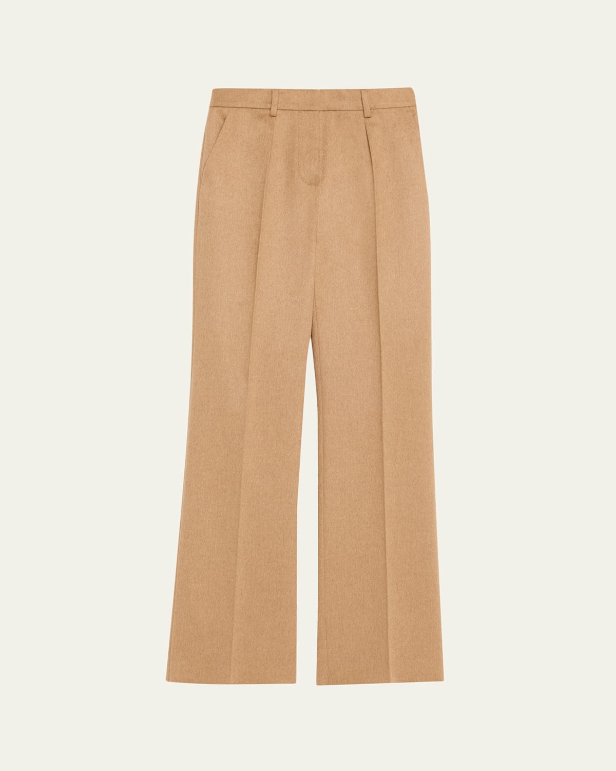 Max Mara Carbone Pleated Wool Straight-leg Trousers In Brown