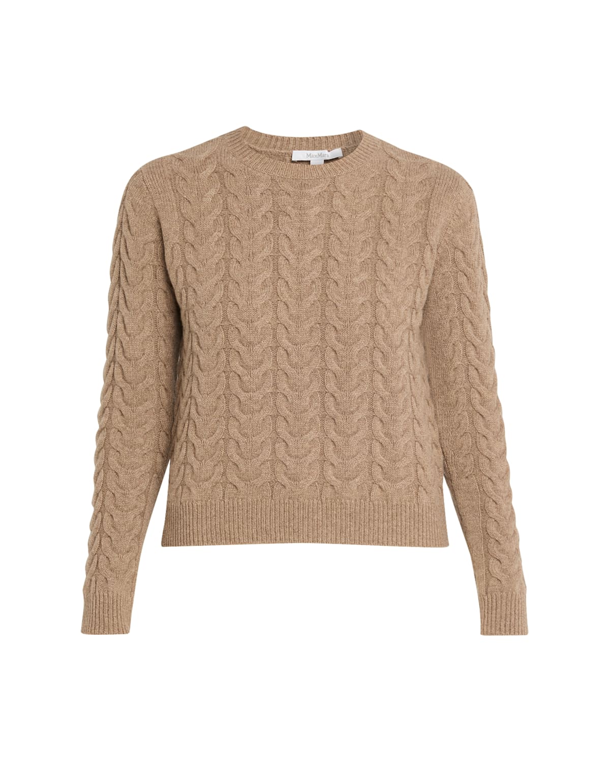 Max Mara Crewneck Cashmere Fisherman Sweater In Brown