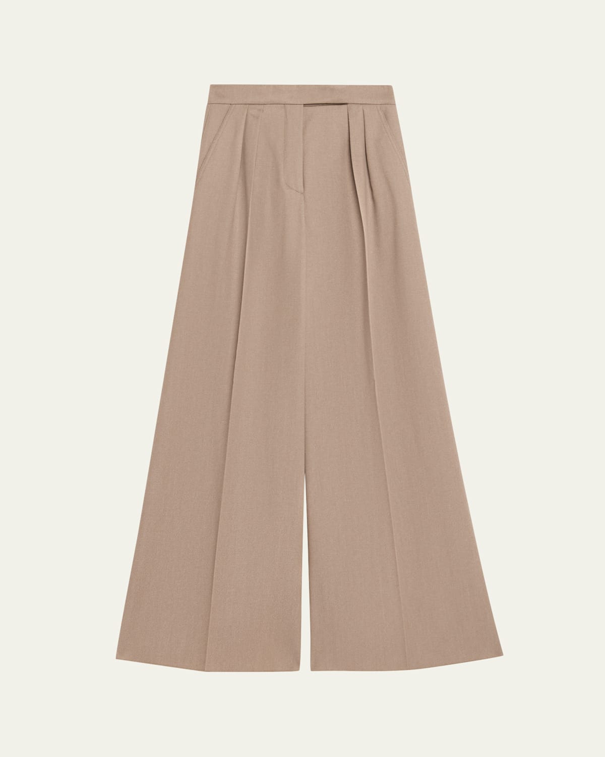 Max Mara Baden Pleated Wide-leg Wool Pants In Brown