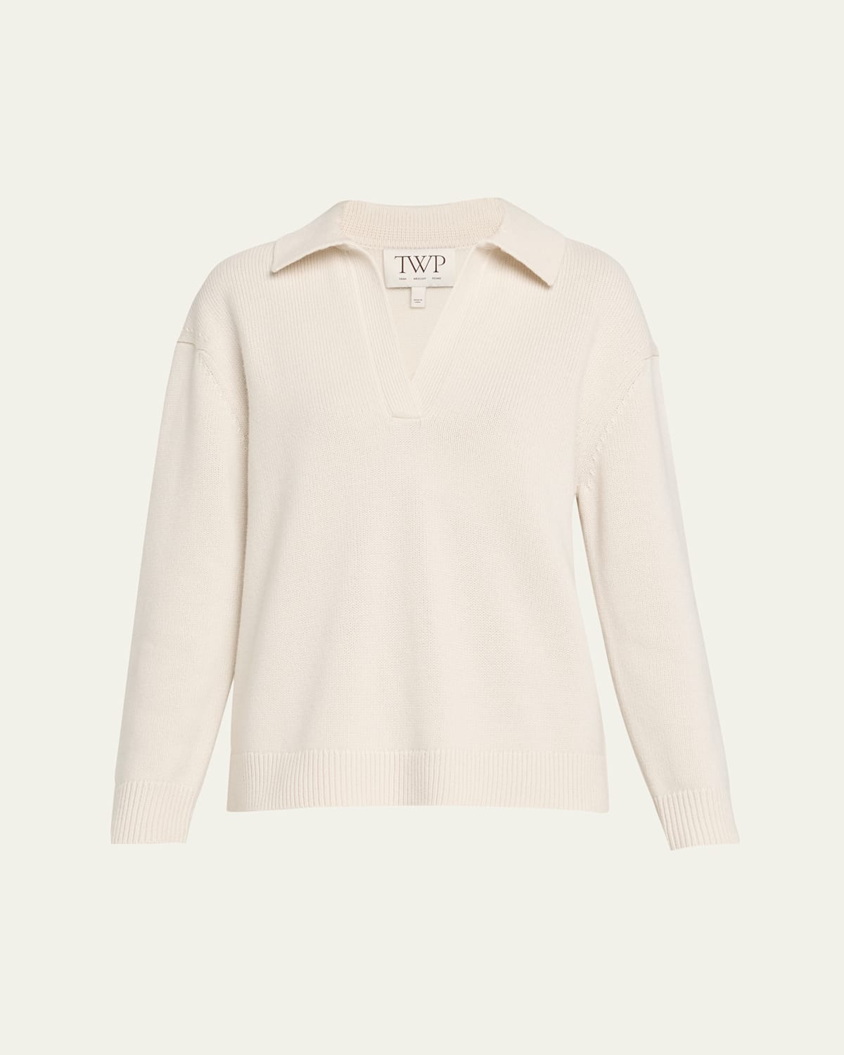 Twp Cashmere Polo Henley Sweater In Neutral