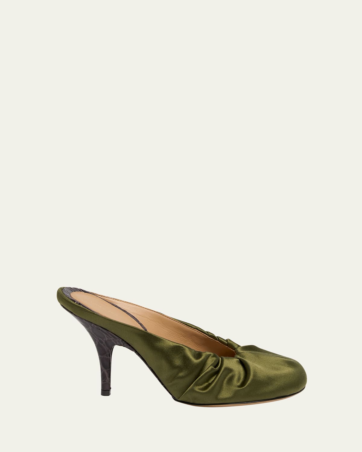 Dries Van Noten Ruched Satin Mules In Green