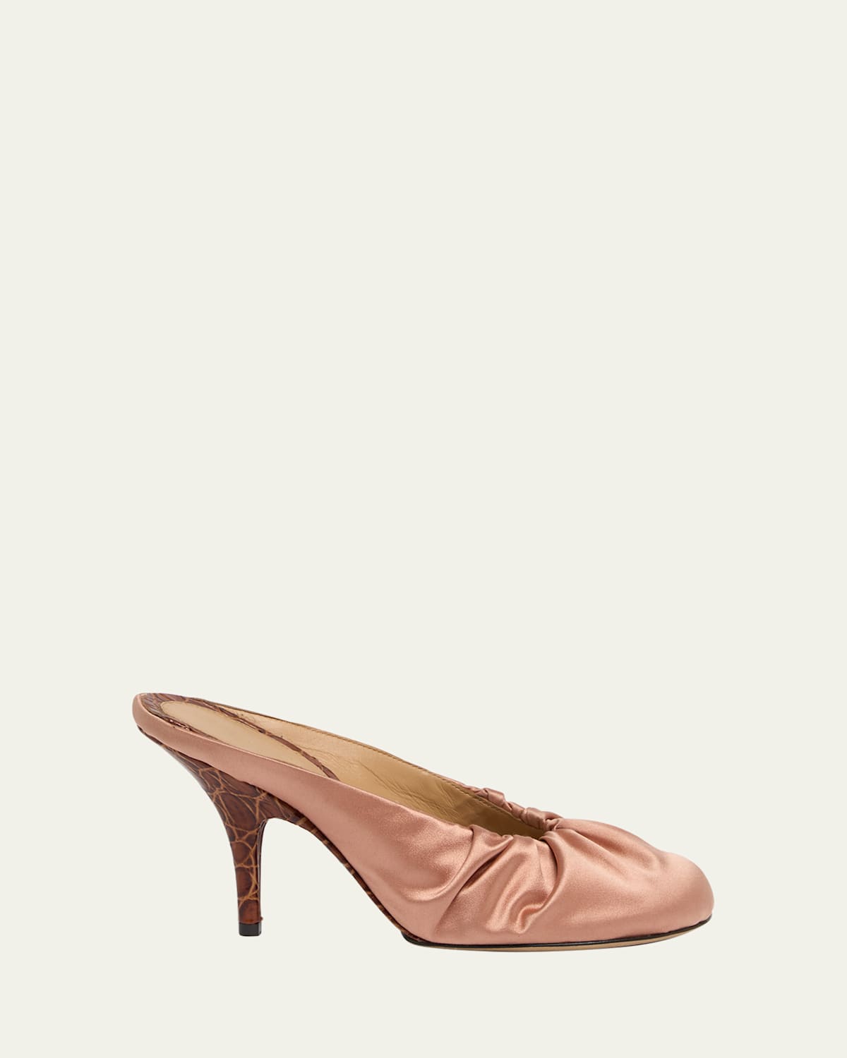 Dries Van Noten Ruched Satin Mules In Pink