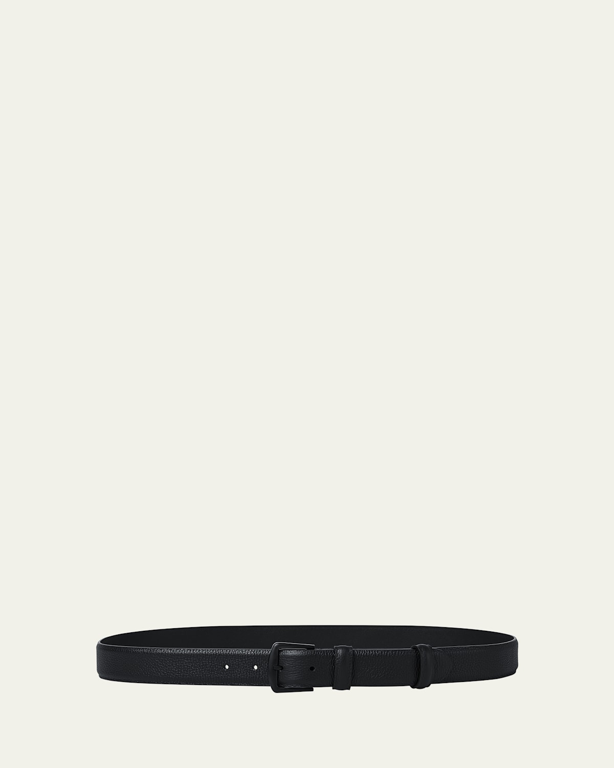 Loro Piana Men's Alsavel Palladium-buckle Calfskin Belt In Black
