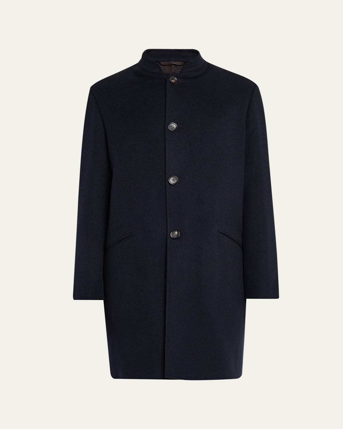 Loro Piana Men's Javier Double Knit Cashmere Rain Overcoat In Black