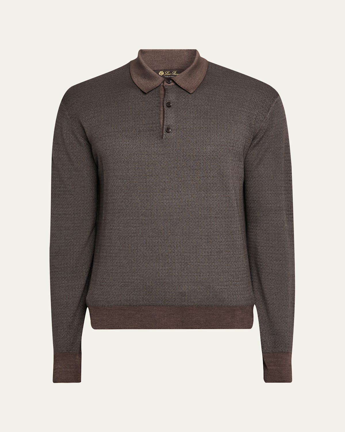 Loro Piana Long-sleeved Buttoned Polo Shirt In Brown
