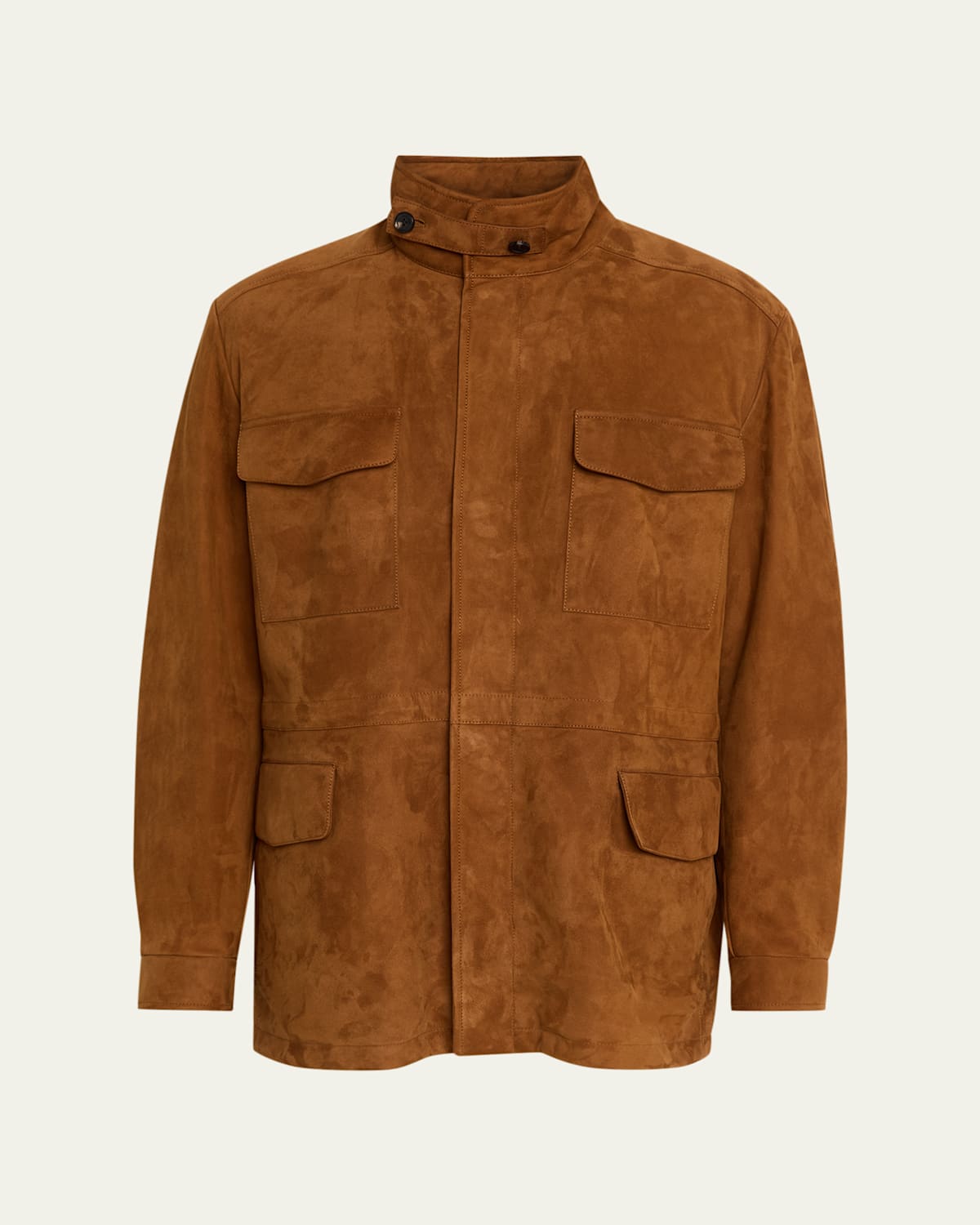 Loro Piana Men's Traveller Lambskin Suede Field Jacket In Brown