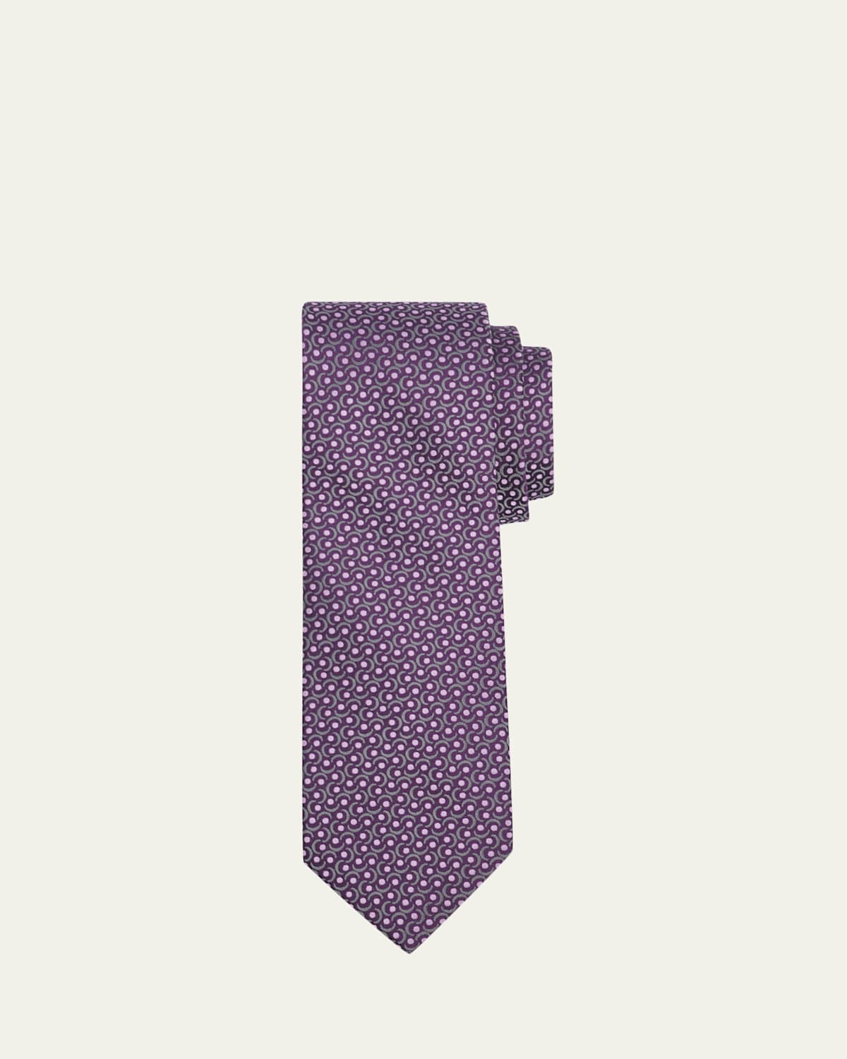 Charvet Men's Swirl Polka Dot Silk Tie