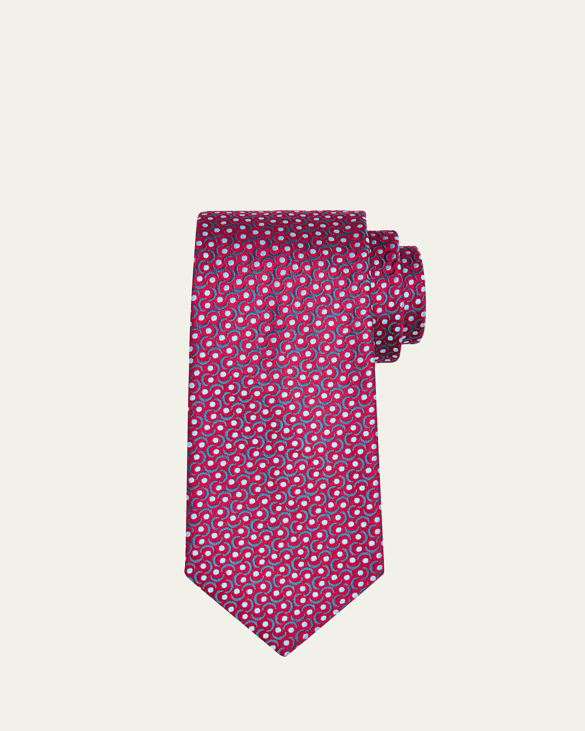 Charvet Men's Swirl Polka Dot Silk Tie | Thumbnail 4