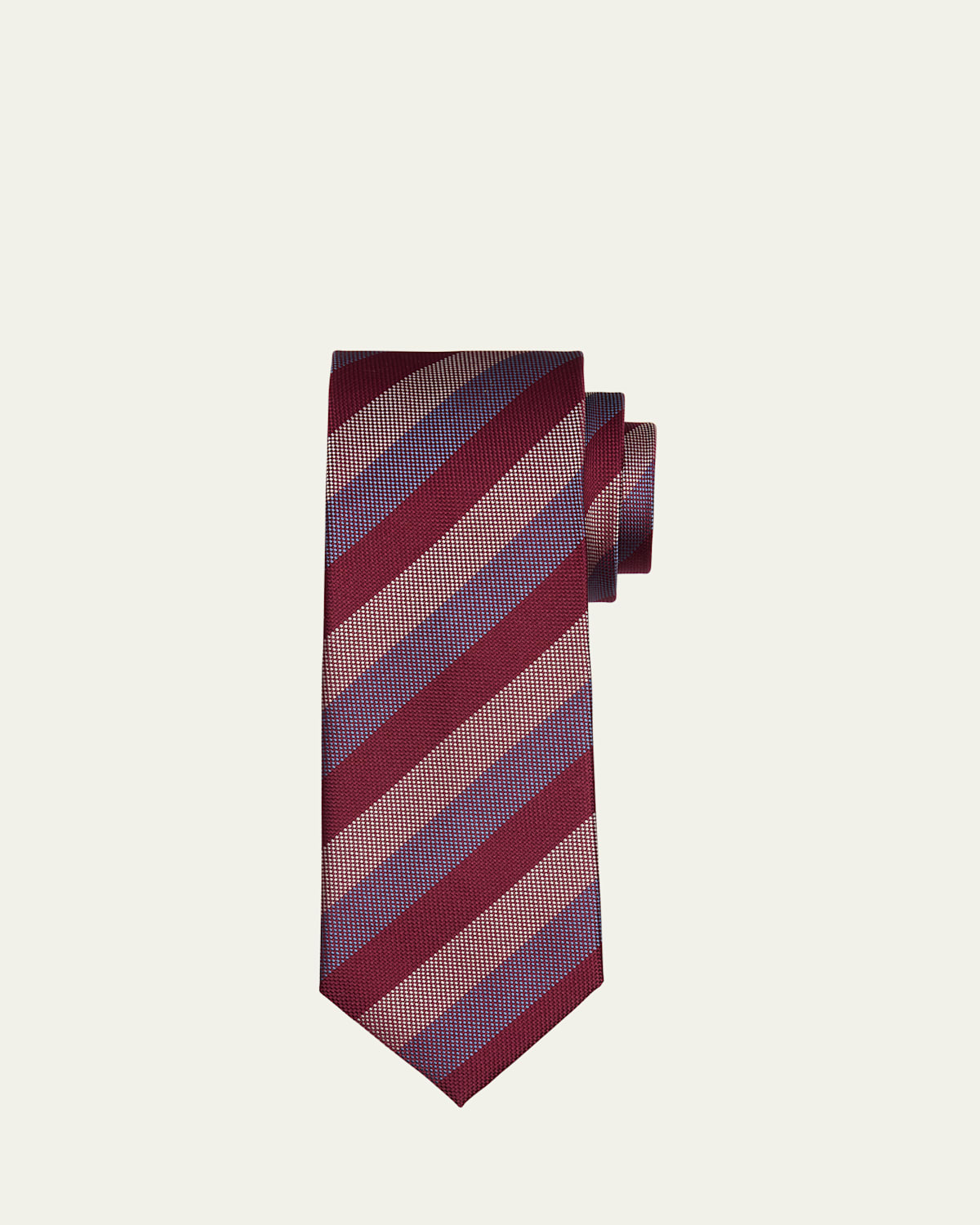 Charvet Men's Micro-Texture Diagonal Stripe Silk Tie | Thumbnail 4