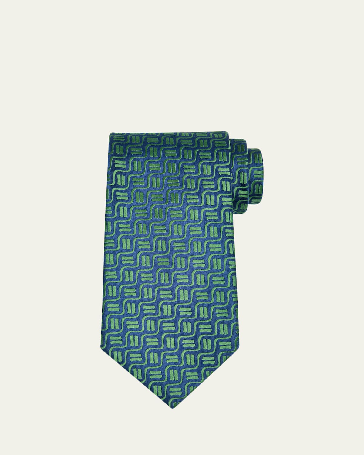 Charvet Men's Wavy Geometric Jacquard Silk Tie | Thumbnail 4