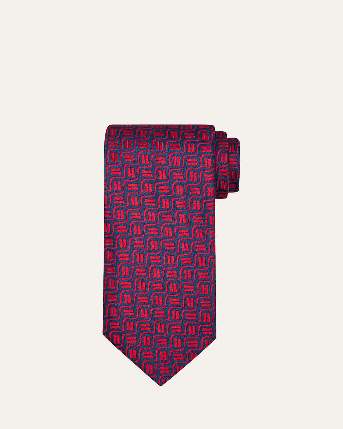 Charvet Men's Wavy Geometric Jacquard Silk Tie In Pink