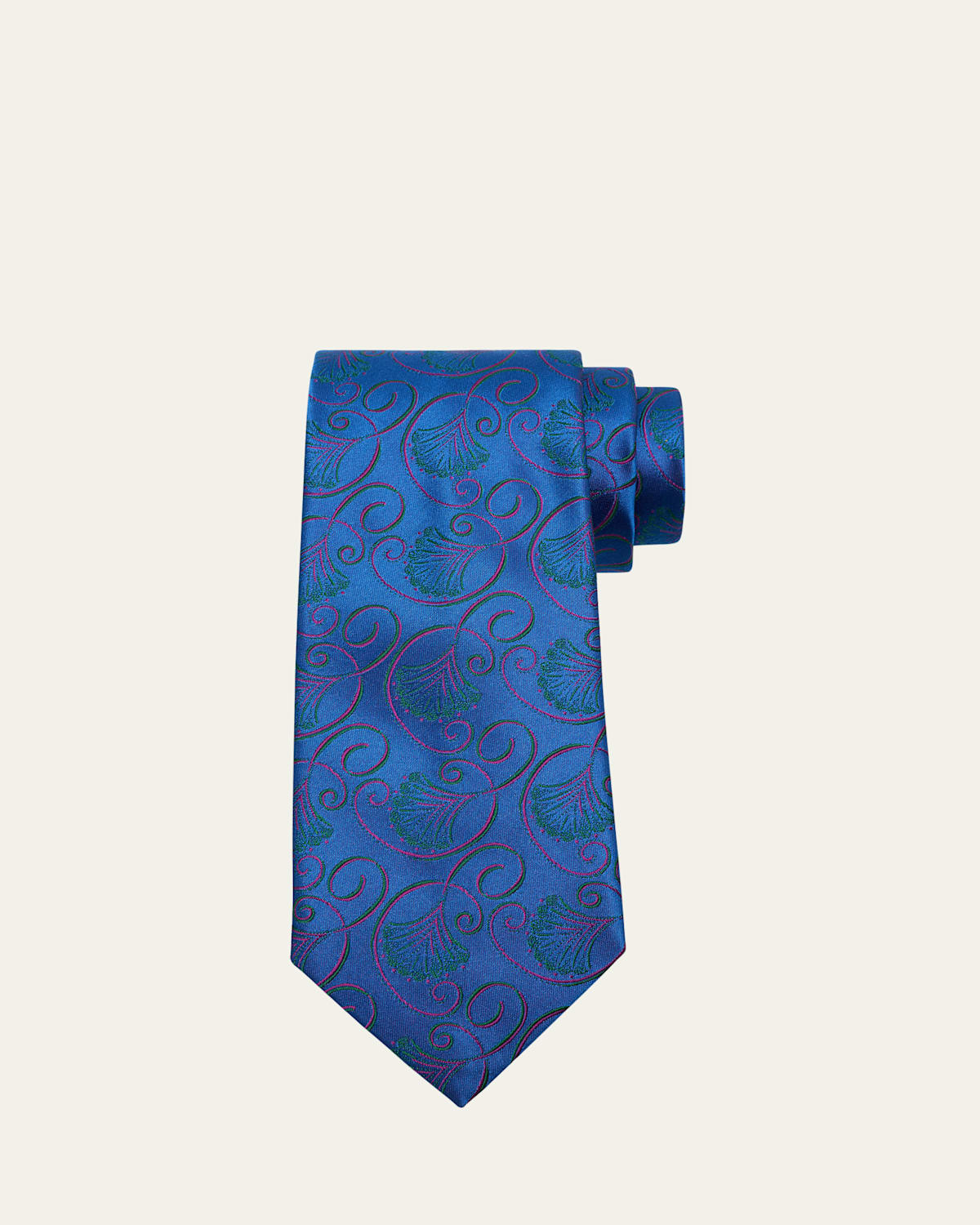 Charvet Men's Curly Floral Silk Tie In Blue