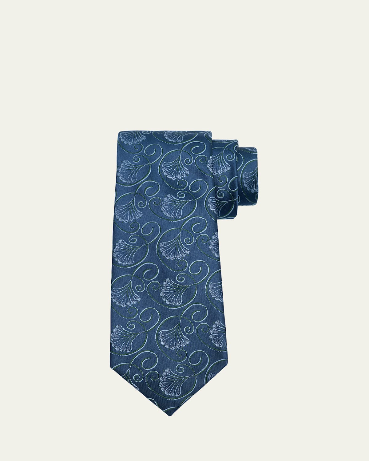 Charvet Men's Curly Floral Silk Tie In Blue