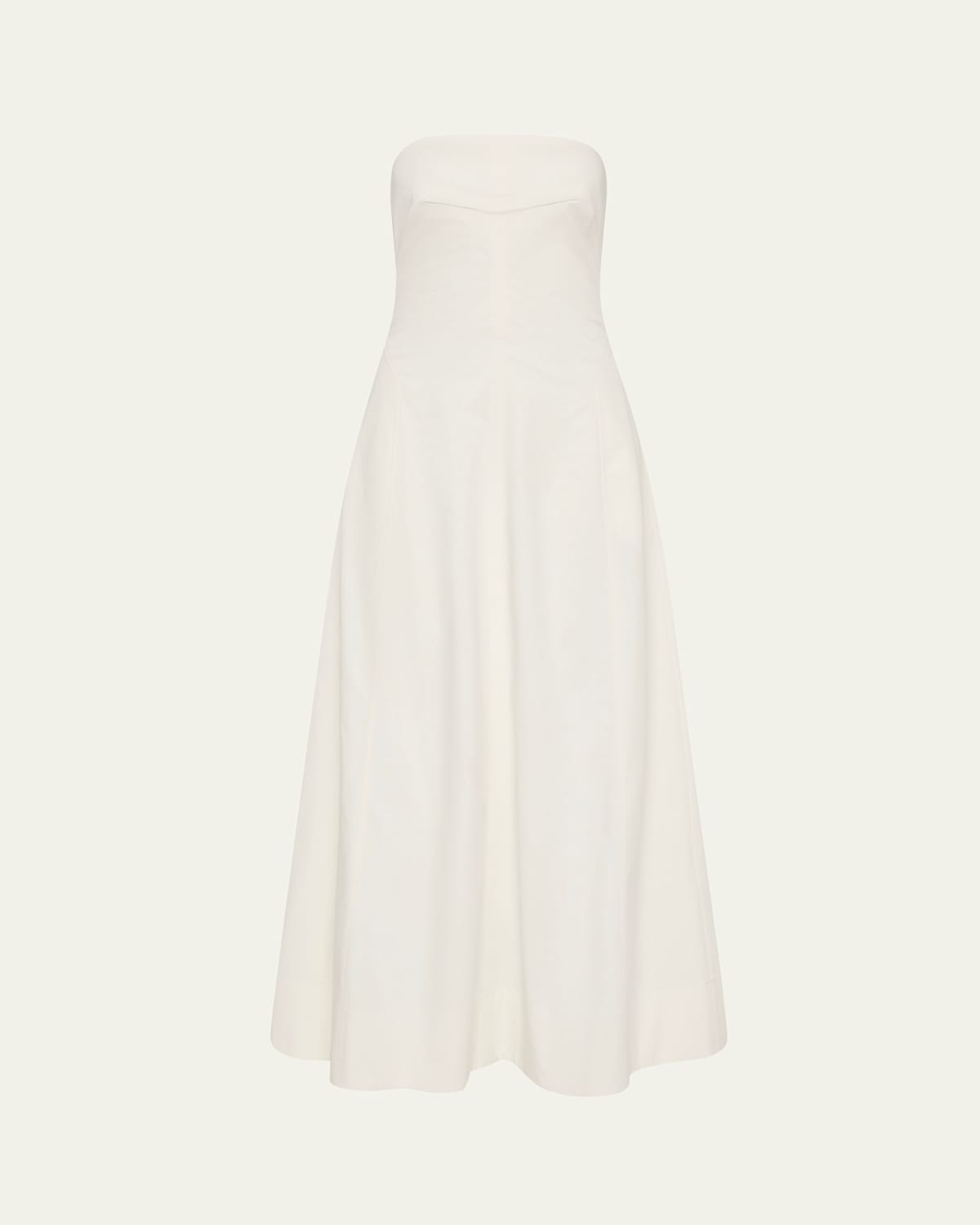 St Agni Sculpted Strapless Cotton Dress In White