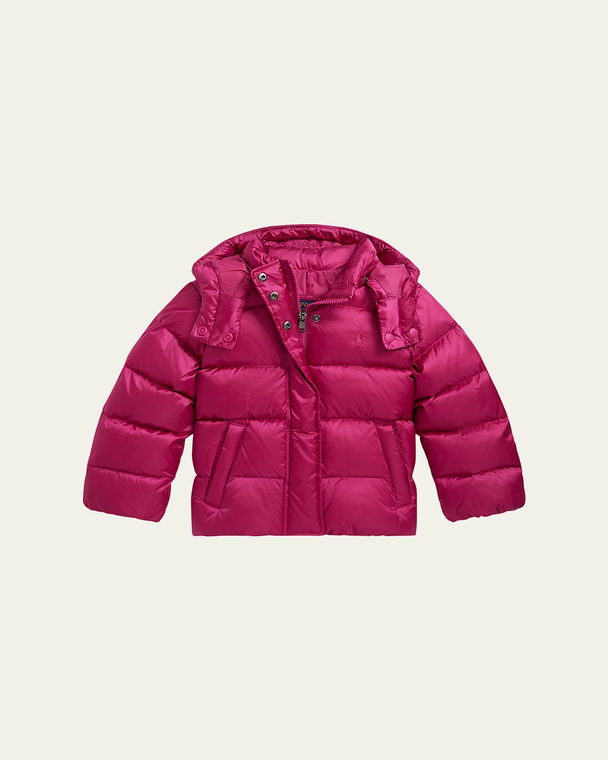 Ralph Lauren Kids' Girl's Carly Metallic Nylon Puffer Down Jacket In Pink