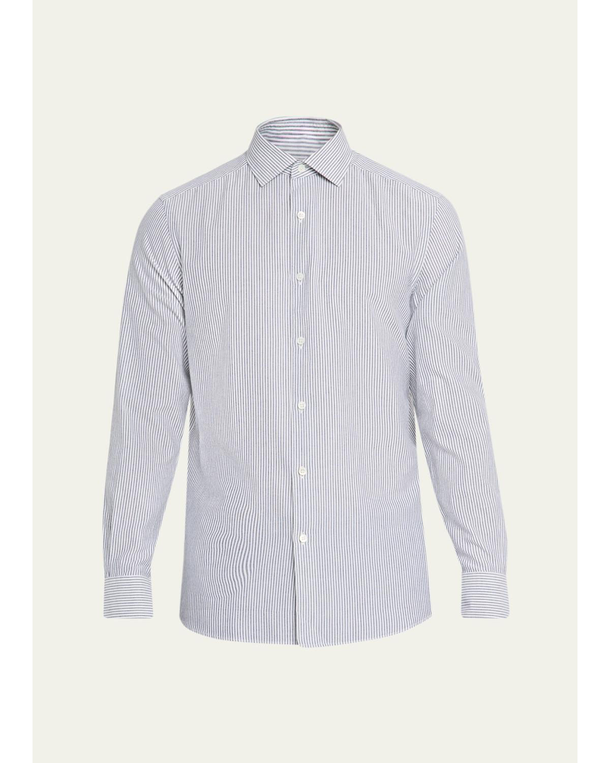 Men'S Cotton And Cashmere Pinstripe Modern-Fit Sport Shirt