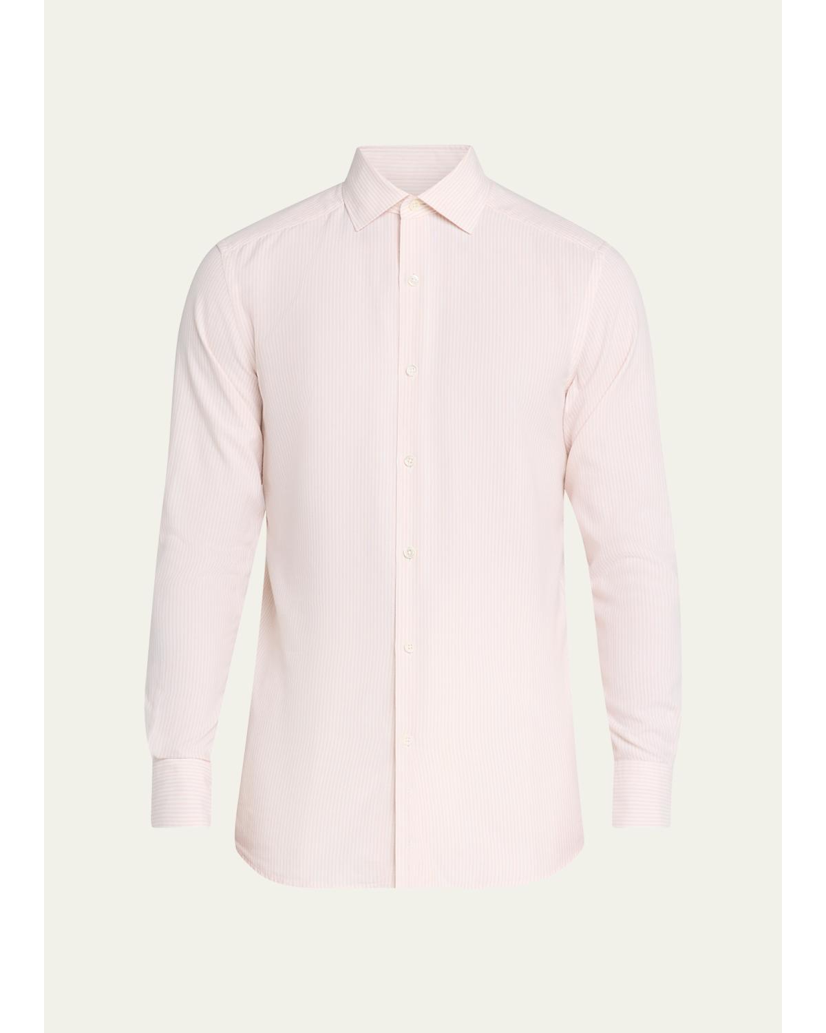 Men'S Cotton And Cashmere Pinstripe Slim-Fit Sport Shirt