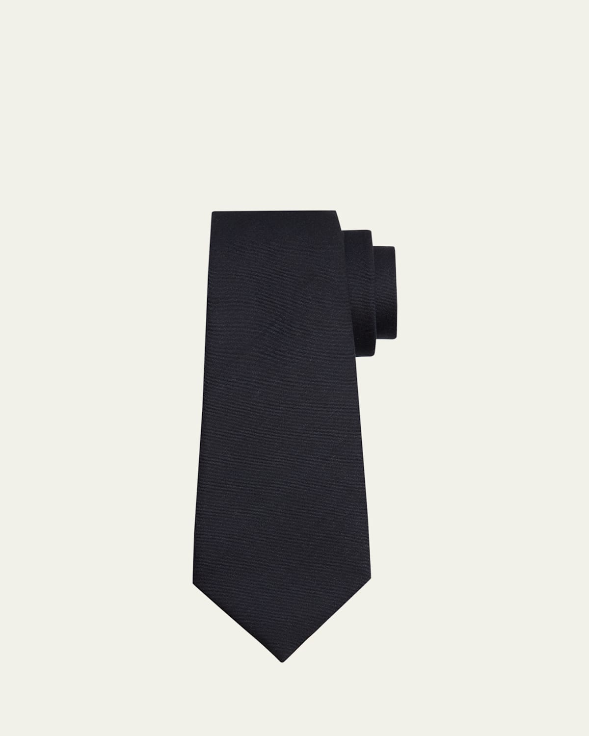 Zegna Men's Solid Pindot Silk Tie In Black