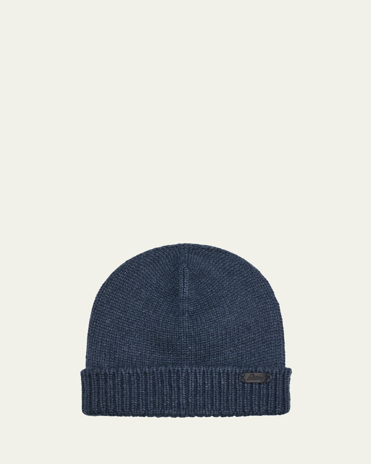 Brioni Men's Cashmere Knit Logo-patch Beanie In Blue