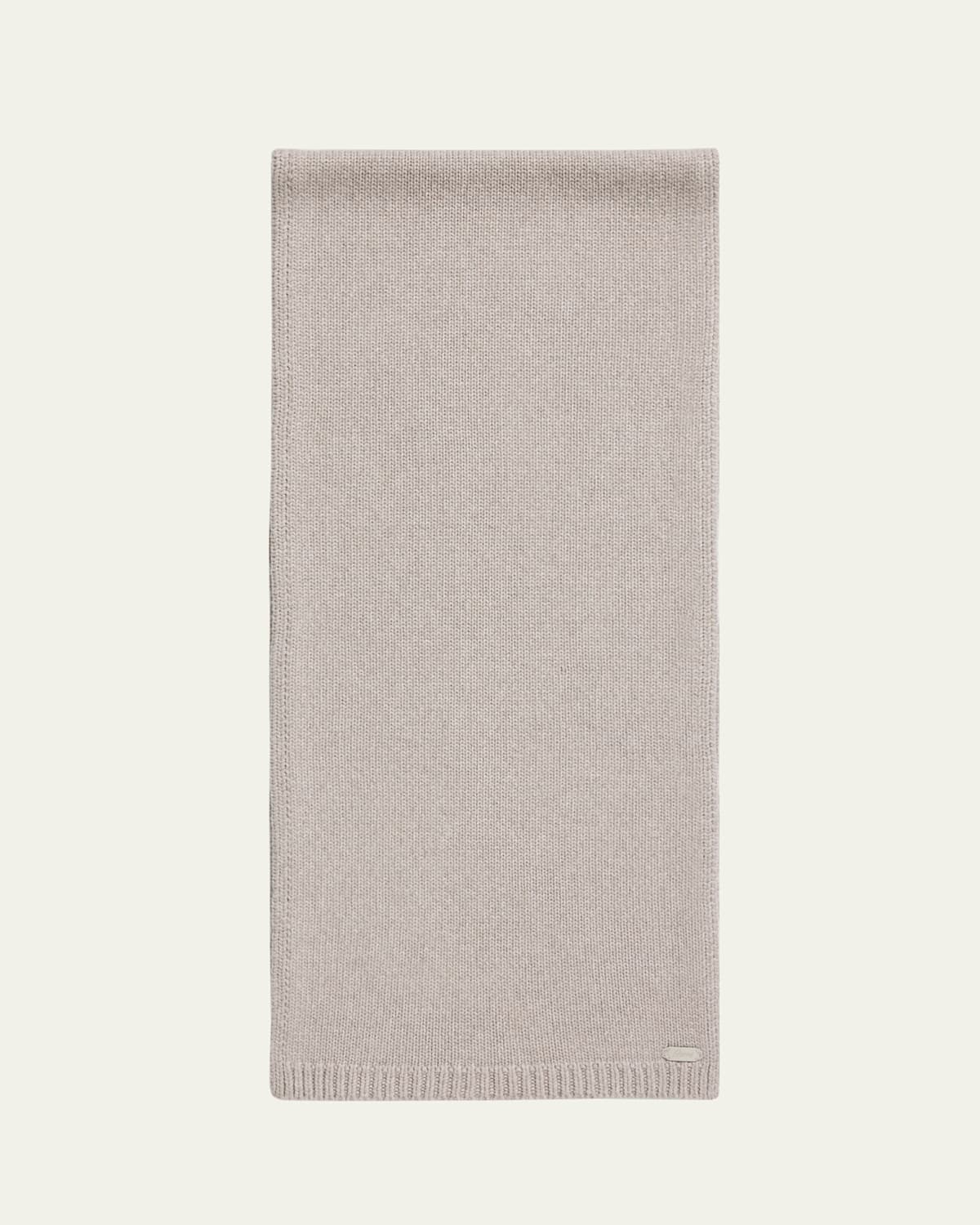 Brioni Men's Cashmere Knit Leather-label Scarf In Gray