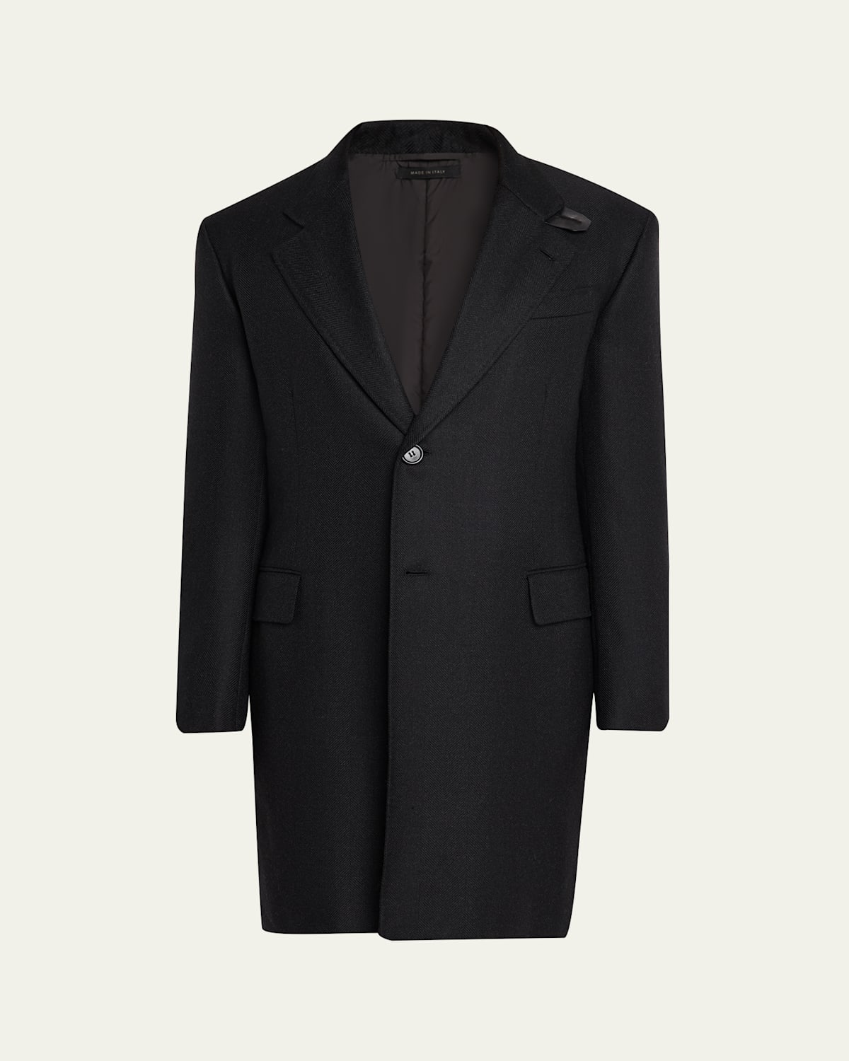 Brioni Men's Wool Chevron Single-breasted Overcoat In Gray