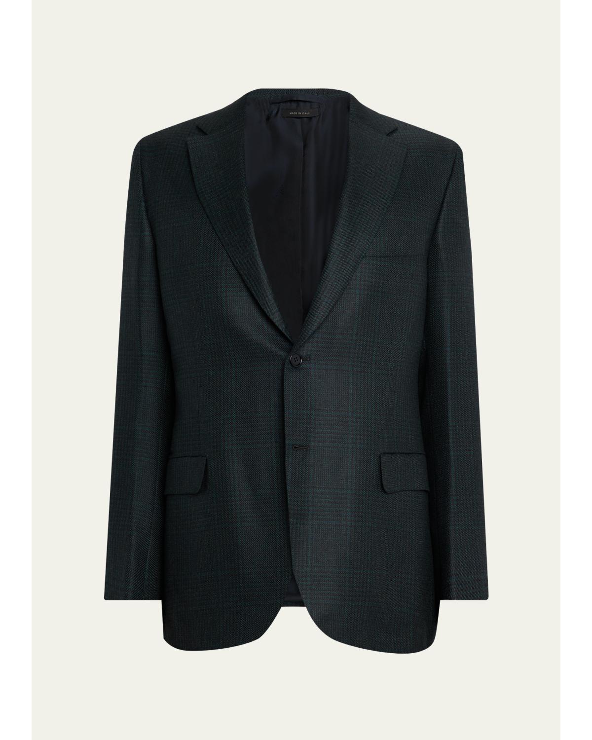 Men'S Cashmere Tonal Plaid Single-Breasted Sport Coat