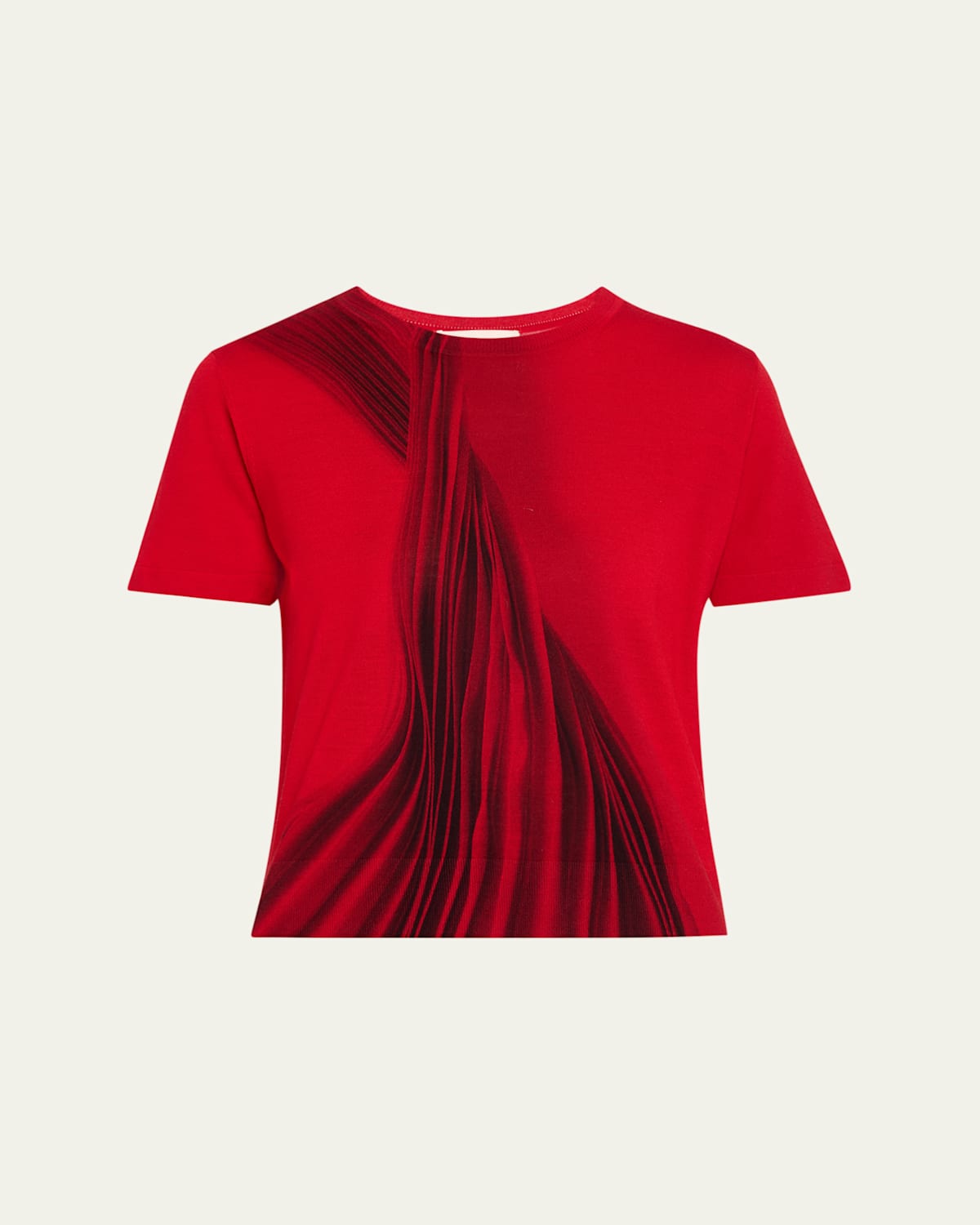 Jason Wu Collection Dancing Pleat Printed Short-sleeve Knit Top In Multi