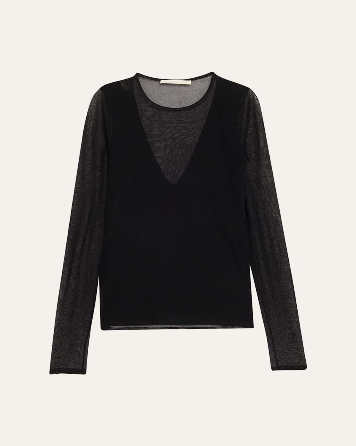 Jason Wu Collection V-neck Long-sleeve Sheer Knit Top In Black