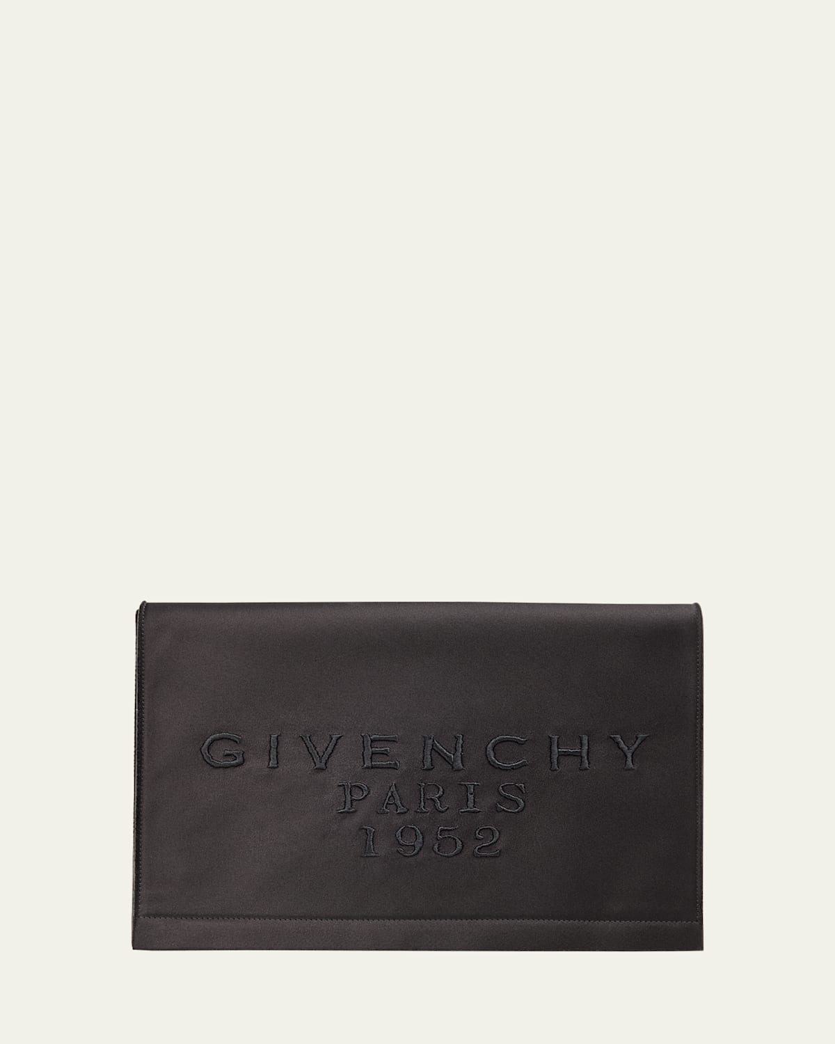 Givenchy Pattern Pochette In Satin With Logo Embroidery In Black