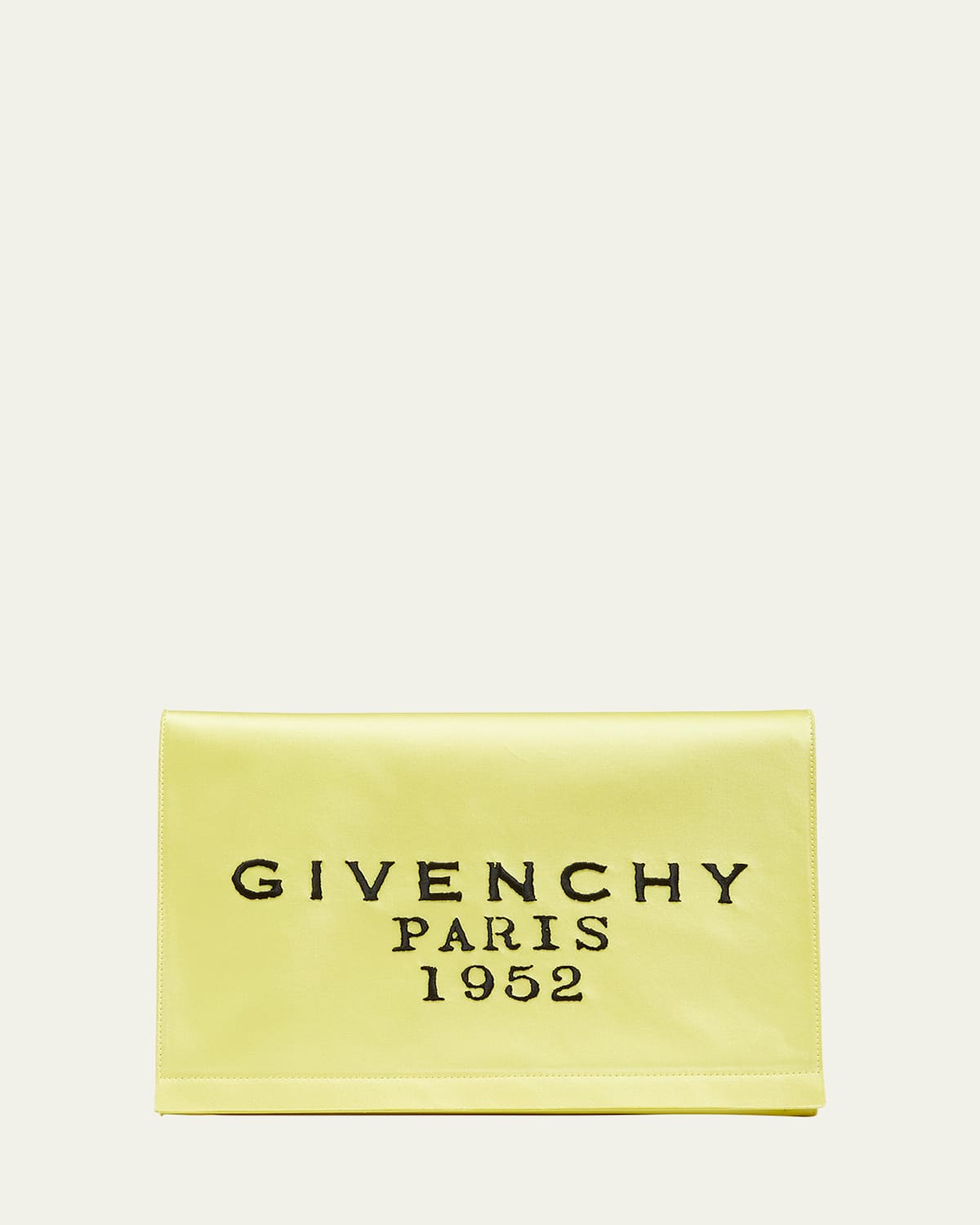 Givenchy Pattern Pochette In Satin With Logo Embroidery In Yellow