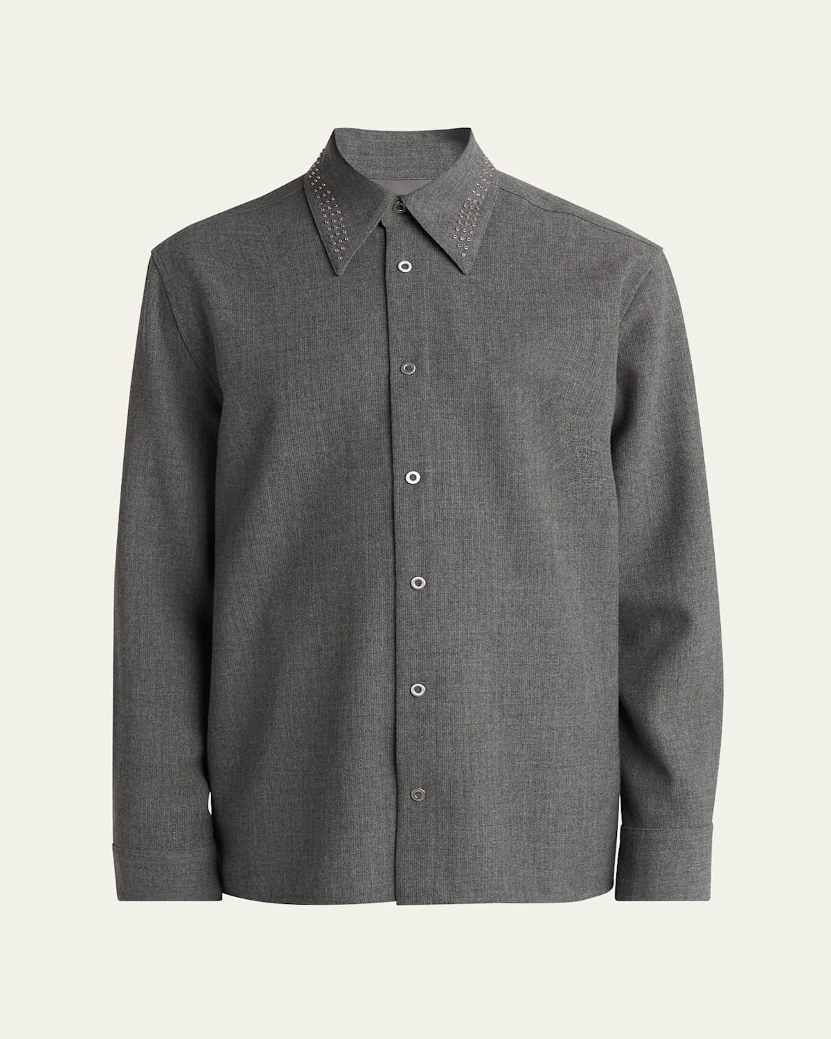 Jil Sander Men's Studded-collar Wool Button-down Shirt In Multi