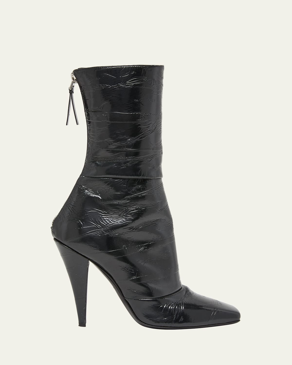 Givenchy Crinkle Leather Ankle Boots In Black