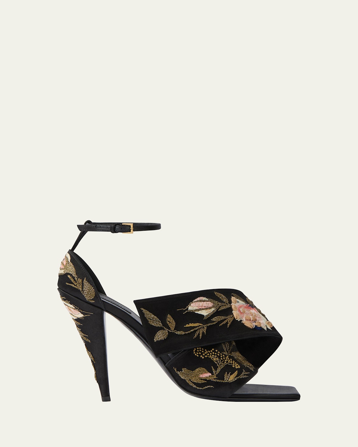 Givenchy Floral Embroidered Twisted Rib Sandals
