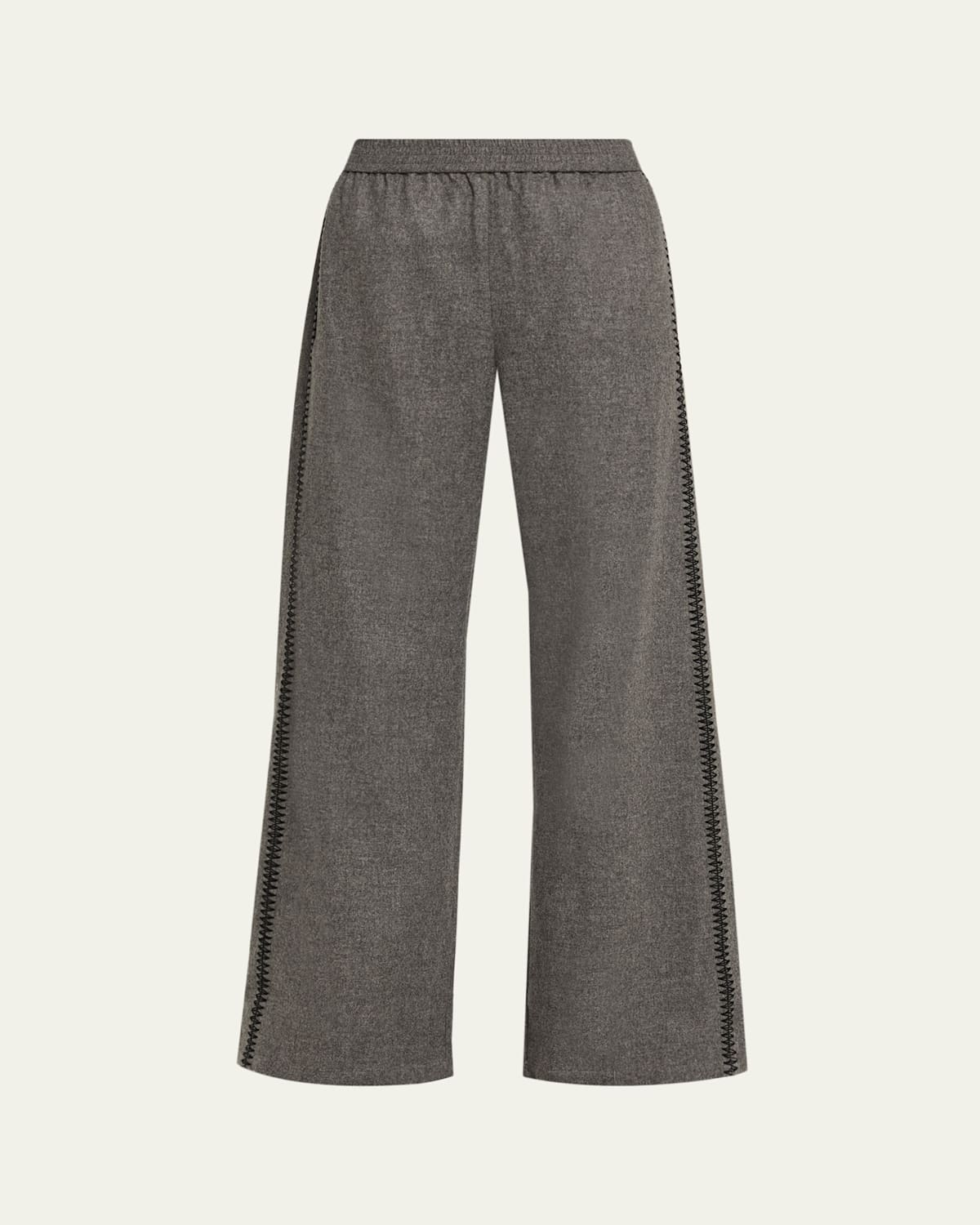 Sébline Marocaine Side-stripe Straight-leg Pajama Pants In Gray