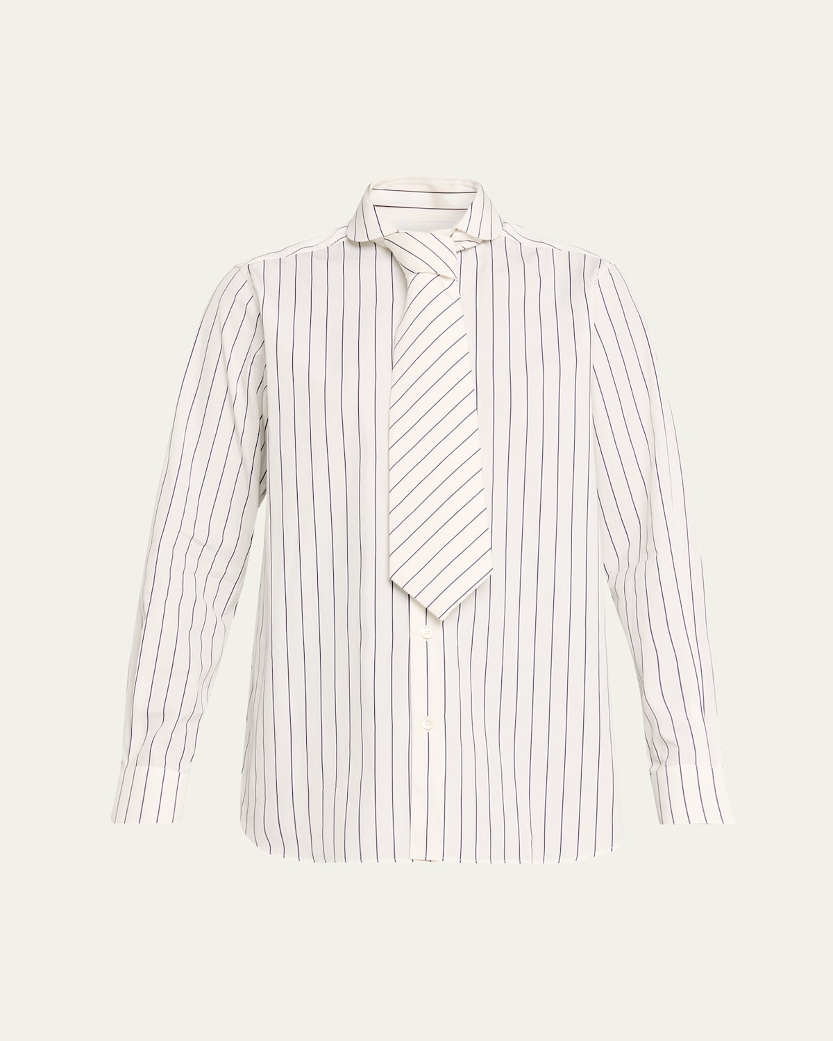 Sébline Striped Neck-tie Button-down Shirt In Multi