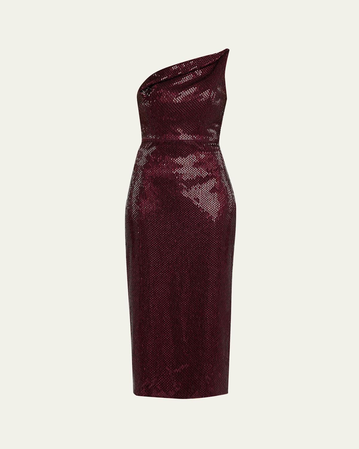 Roland Mouret Diagonal Draped Diamante Midi Dress In Red