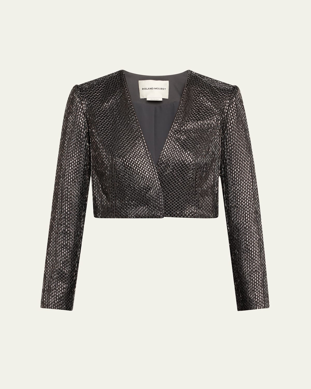 Roland Mouret Diamante Crepe Bolero Jacket In Gray